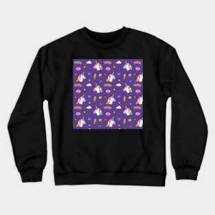 Purple Unicorn Pattern Crewneck Sweatshirt